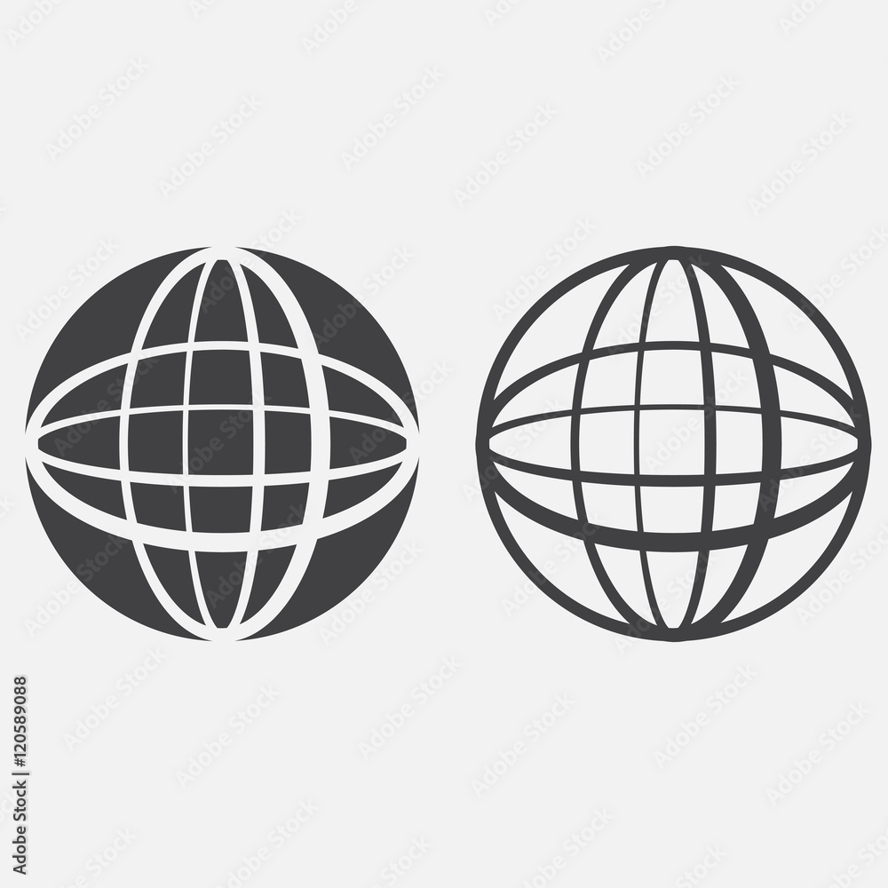 globe line icon, outline and solid vector sign, linear and full pictogram isolated on white, logo illustration globe line icon, outline and solid vector sign, linear and full pictogram isolated on white, logo illustration