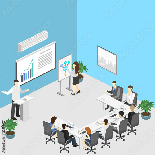 Business meeting in an office Business presentation meeting in an office around a table.