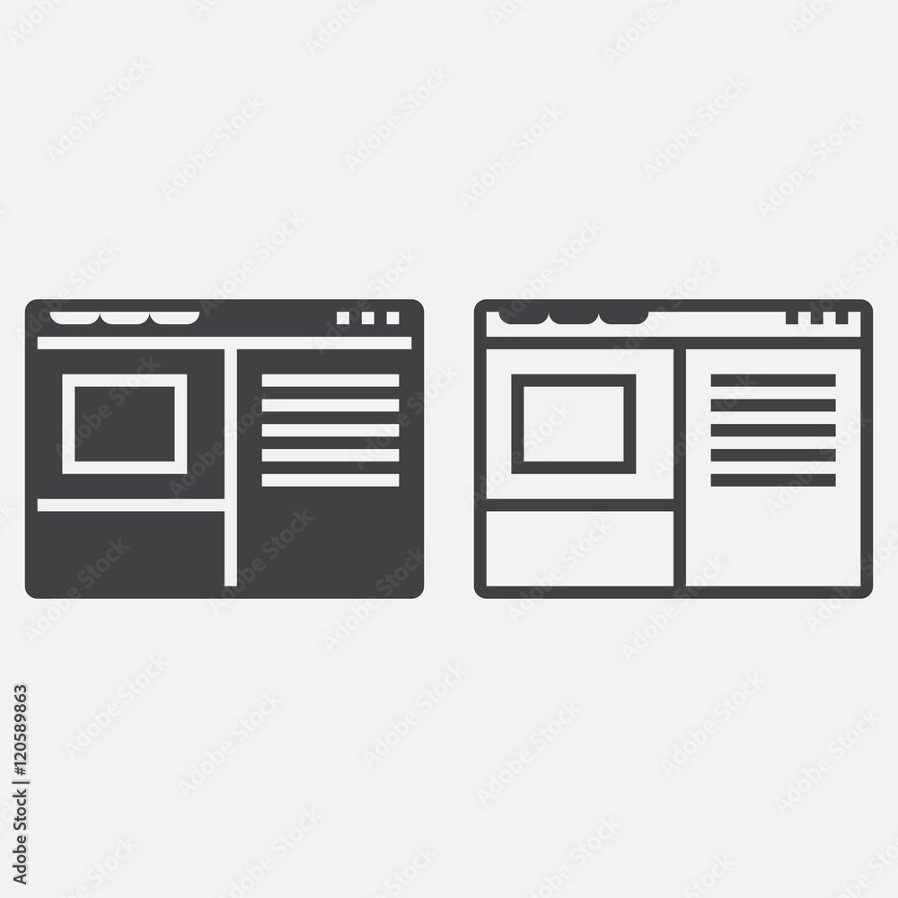 web browser line icon, outline and solid vector sign, linear and full pictogram isolated on white, logo illustration web browser line icon, outline and solid vector sign, linear and full pictogram isolated on white, logo illustration