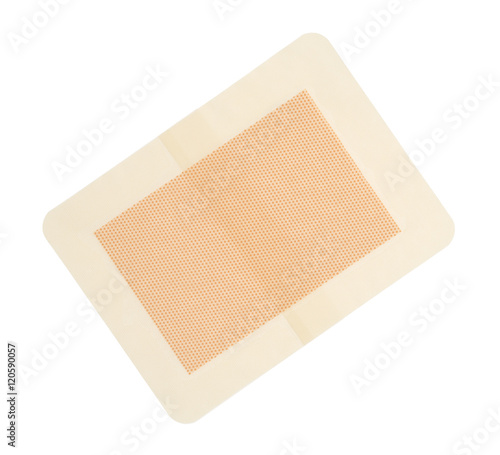 Adhesive bandage pad isolated on a white background.