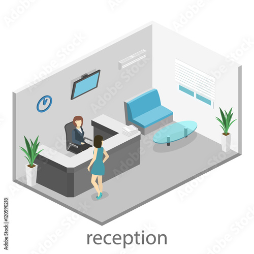 Isometric interior of reception.