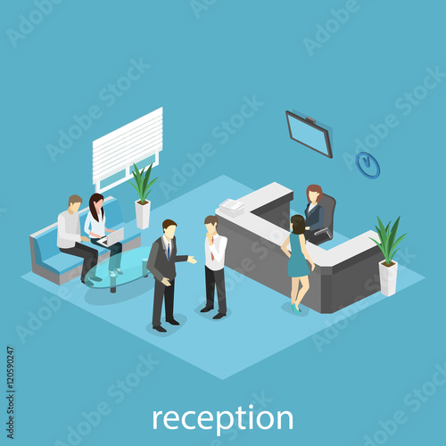 Isometric interior of reception.