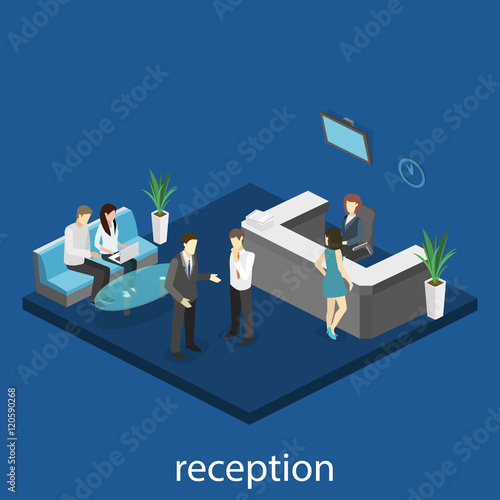 Isometric interior of reception.