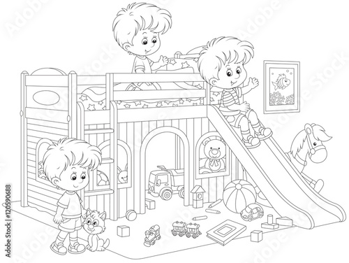 children playing in a playroom
