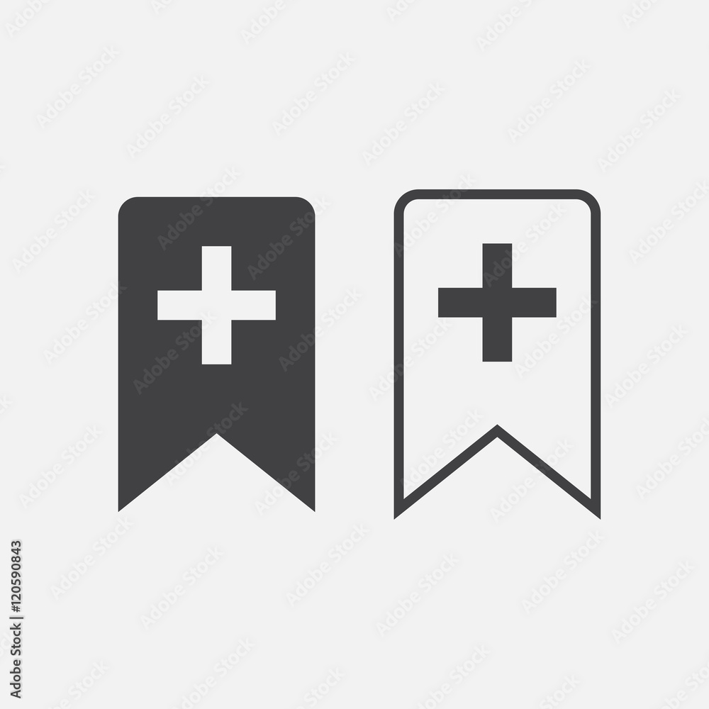 Obraz premium add bookmark line icon, outline and solid vector sign, linear and full pictogram isolated on white, logo illustration
