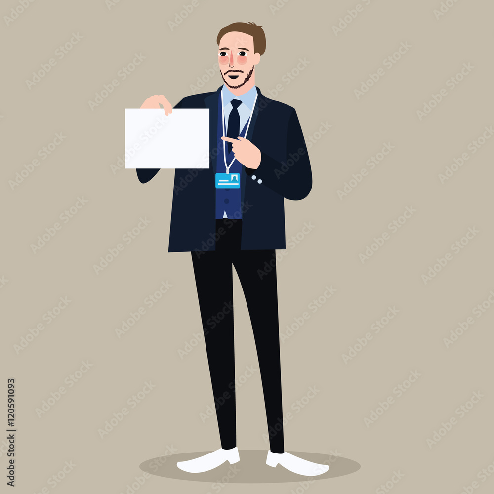 hiring recruitment business man holding sign pointing white paper hiring recruitment business man holding sign pointing white paper