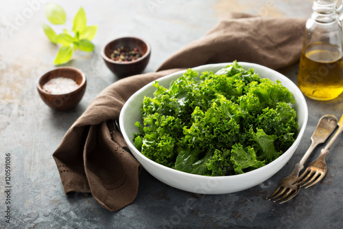 Fresh kale with olive oil  salt and pepper