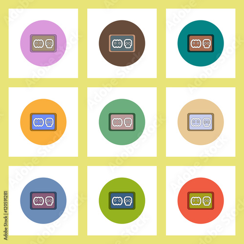 flat icons Halloween set of cookies concept on colorful circles