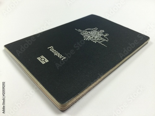 Australia passport book on white background