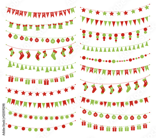 Vector christmas festive garlands