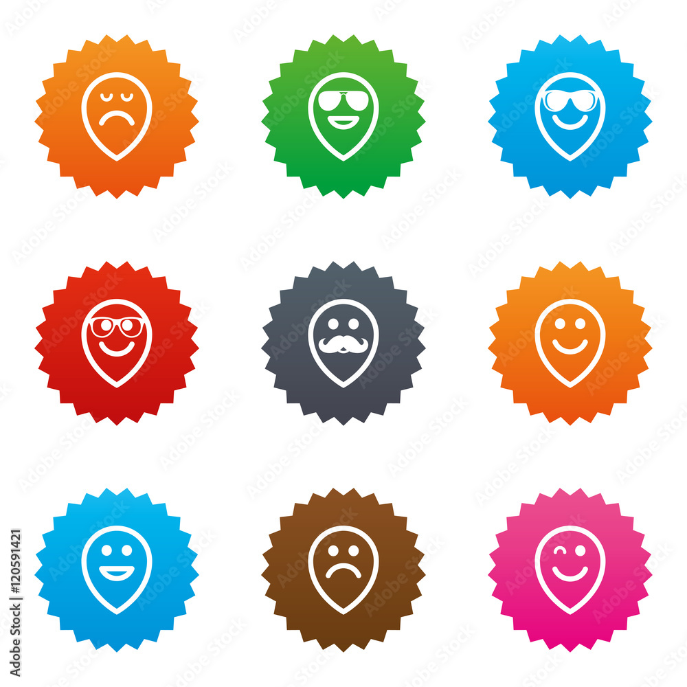 Smile icons. Sunglasses, mustache and laughing. Smile icons. Sunglasses, mustache and laughing.