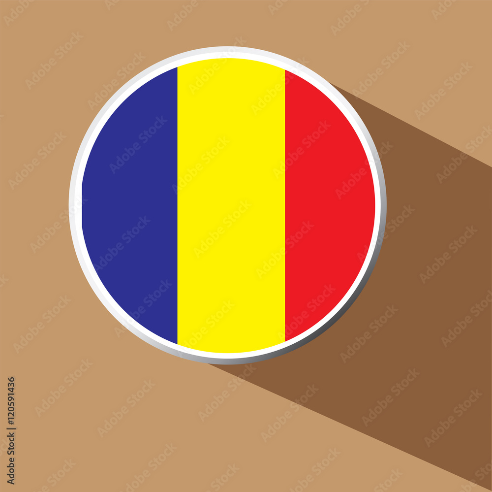 Fototapeta premium Vector - Chad flag button icon with long shadow 