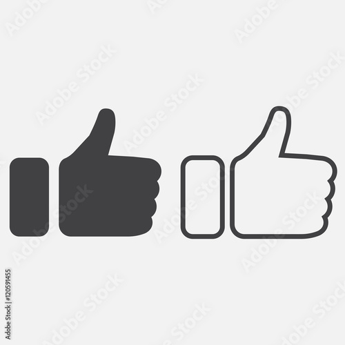 thumbs up line icon, outline and solid vector sign, linear and full pictogram isolated on white, logo illustration