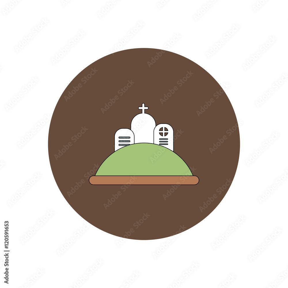Fototapeta premium Vector illustration in flat design Halloween icon cemetery