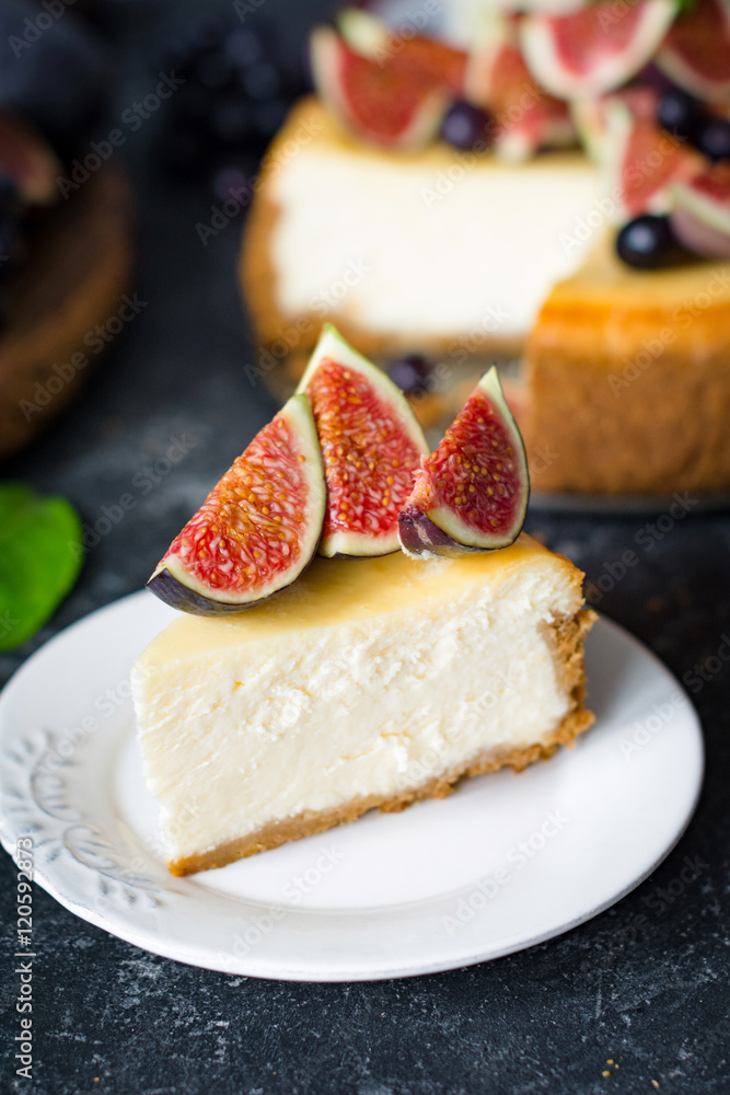 Slice of cheesecake with fruits on top Slice of cheesecake with fruits on top