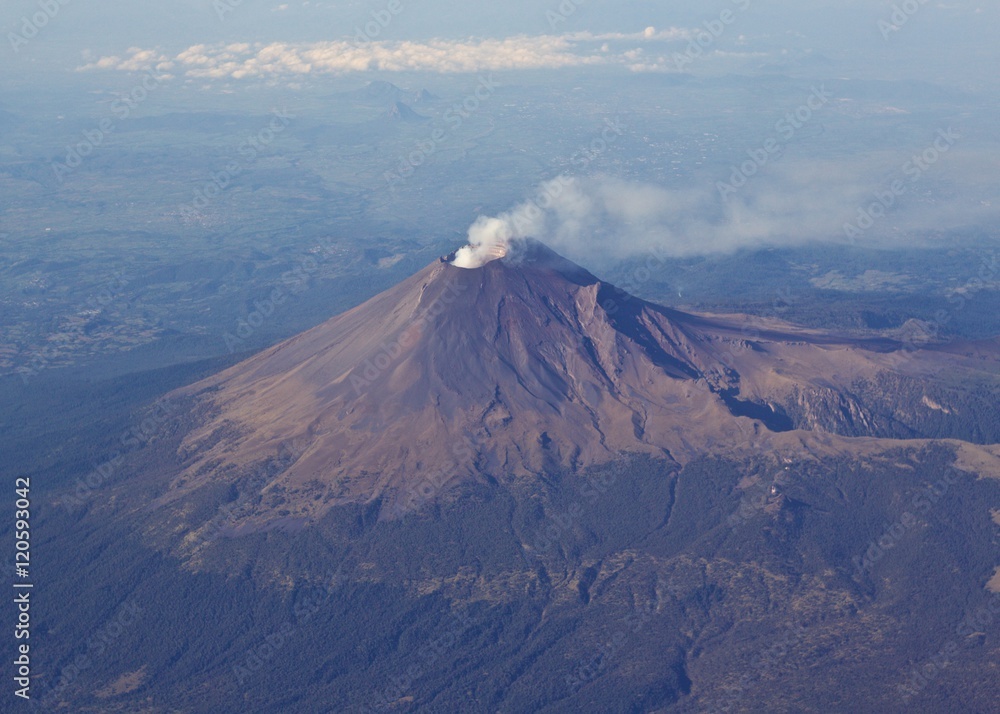 Volcano with smoke coming out