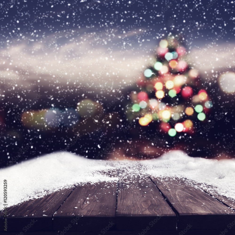 Fototapeta premium desk and xmas tree