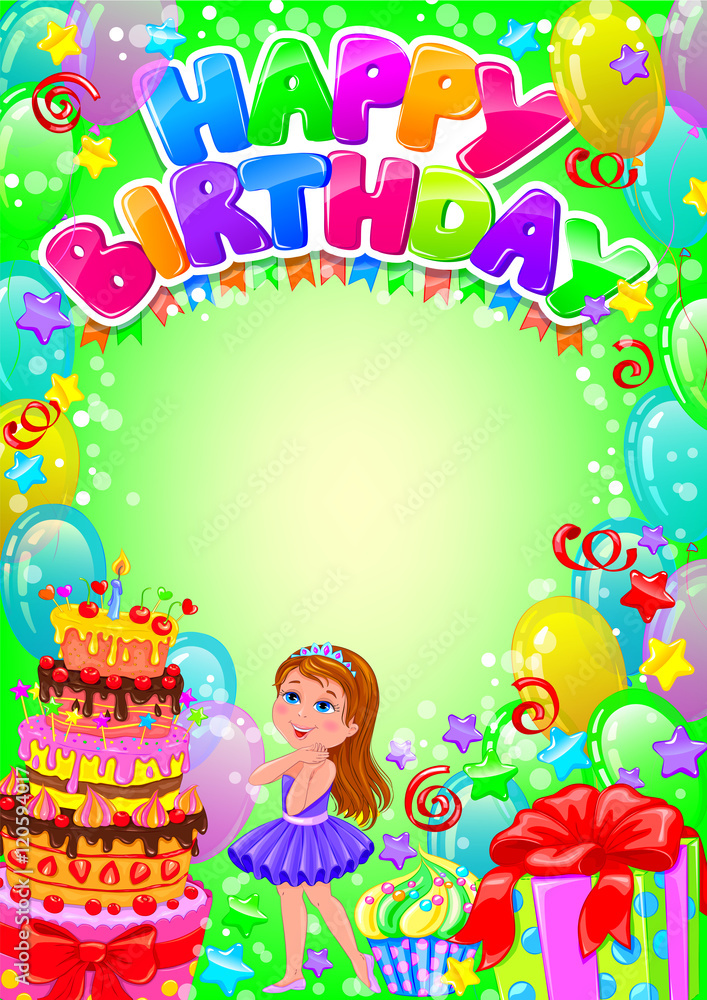 Obraz premium Happy birthday card with place for text