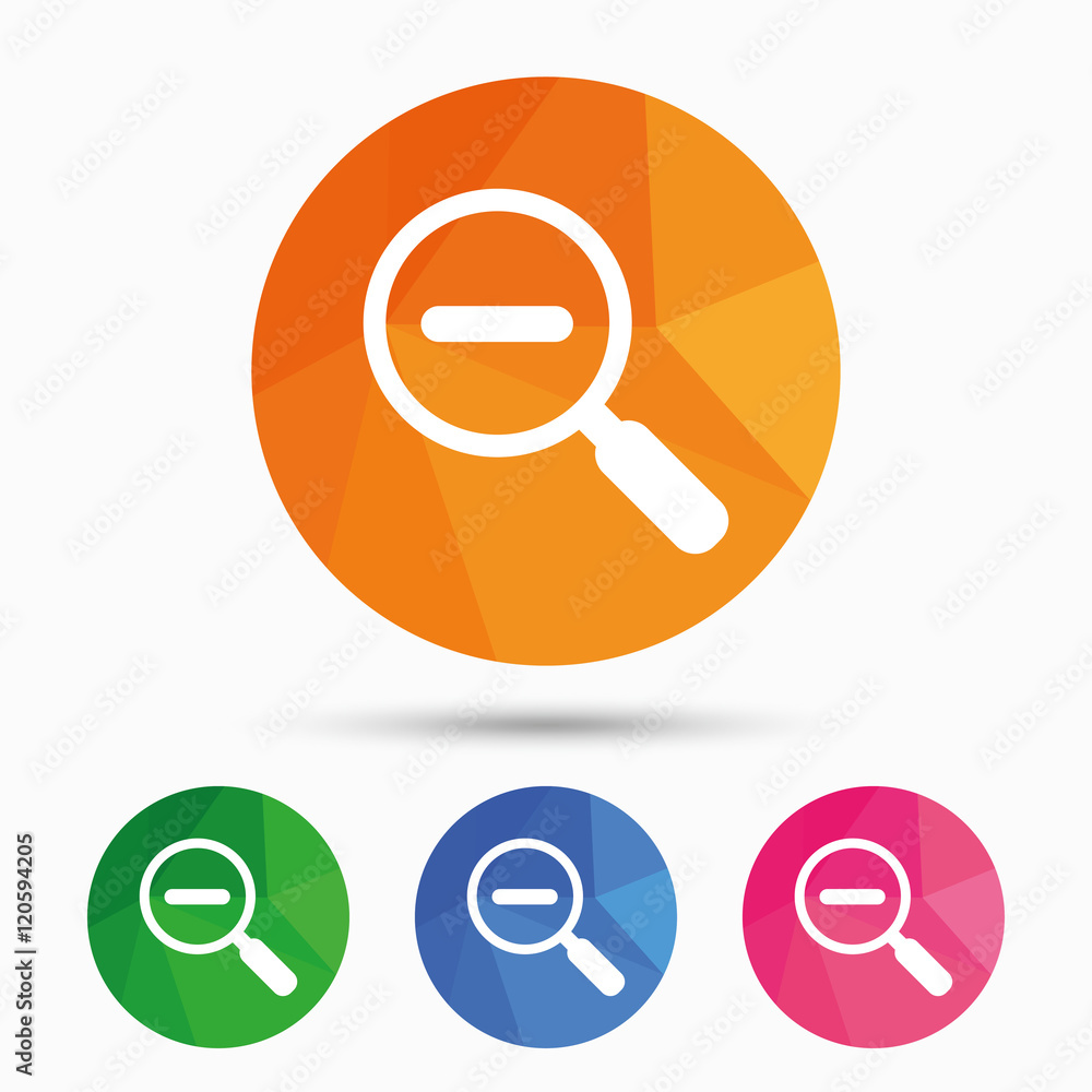 Magnifier glass sign icon. Zoom tool. Navigation Magnifier glass sign icon. Zoom tool. Navigation