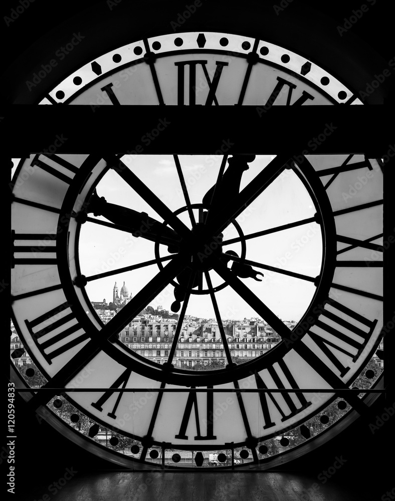 Fototapeta Widok przez d'orsay muzeum zegar wieża Bazyliki Sacre-Coeur