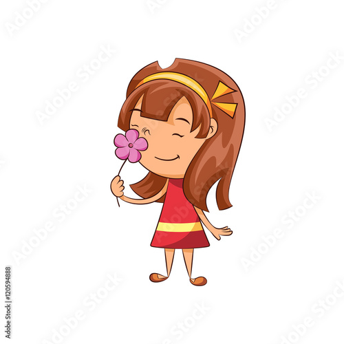 Girl smelling flower