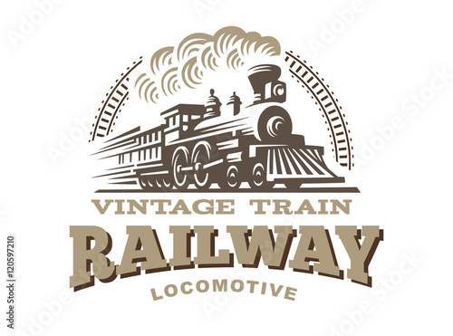 Wallpaper Mural Locomotive logo illustration, vintage style emblem