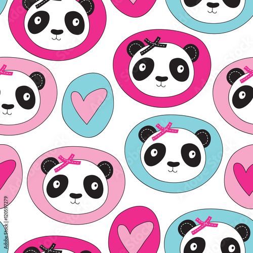 Fototapeta Naklejka Na Ścianę i Meble -  seamless little panda pattern vector illustration