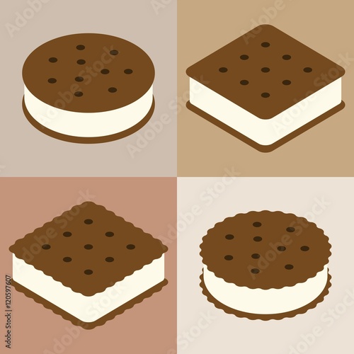 Set of ice cream sandwich cookie collection