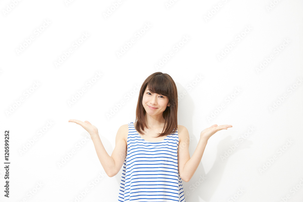 女性 案内 白バック 女性 案内 白バック