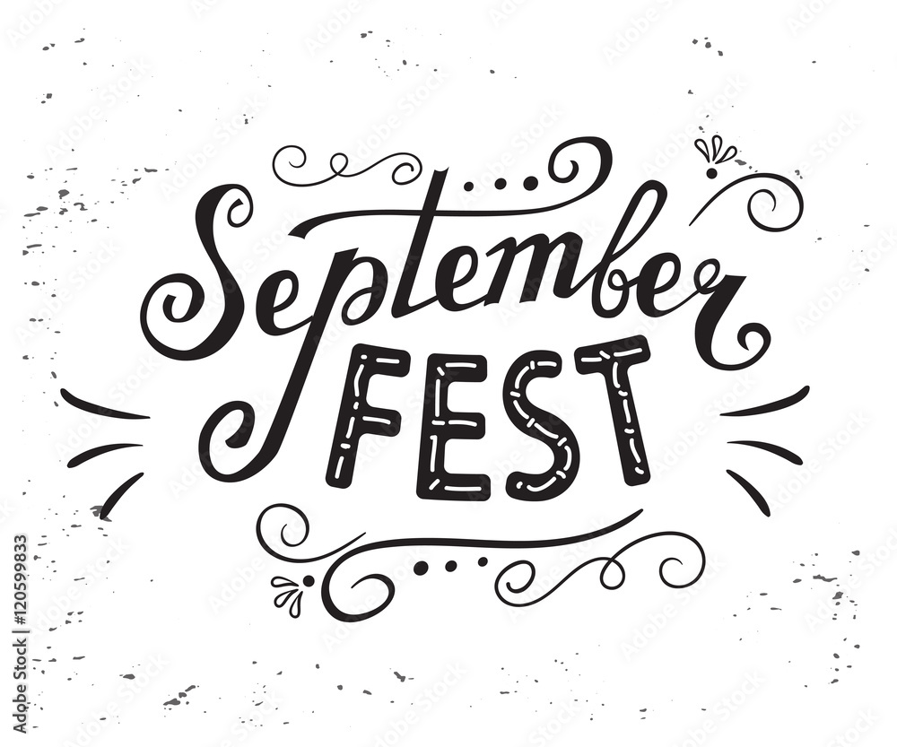 Fototapeta premium September fest. Autumn lettering composition for card or poster.