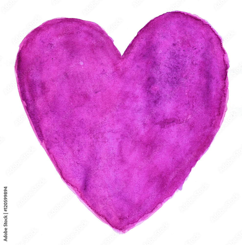 Purple heart in watercolor