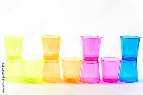 group of colored plastic glasses