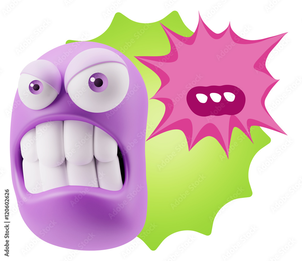 3d Illustration Angry Face Emoticon saying … with Colorful Spe 3d Illustration Angry Face Emoticon saying … with Colorful Spe