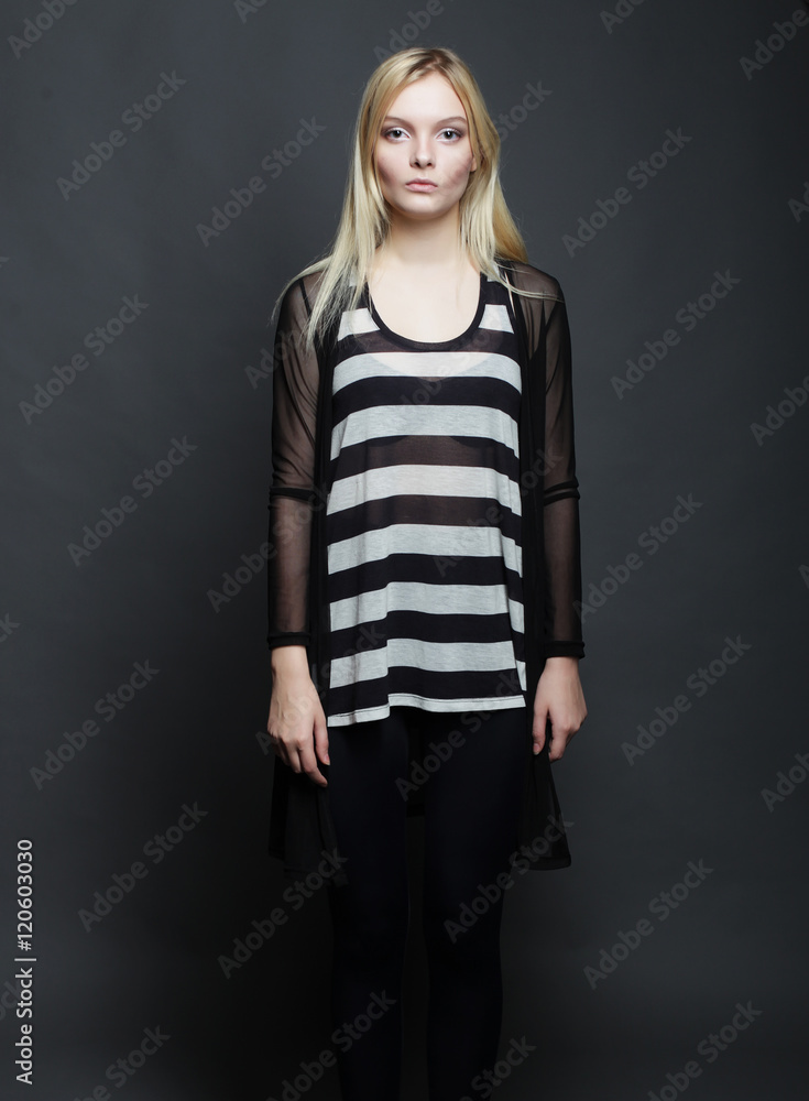 pretty fashion model on grey background pretty fashion model on grey background