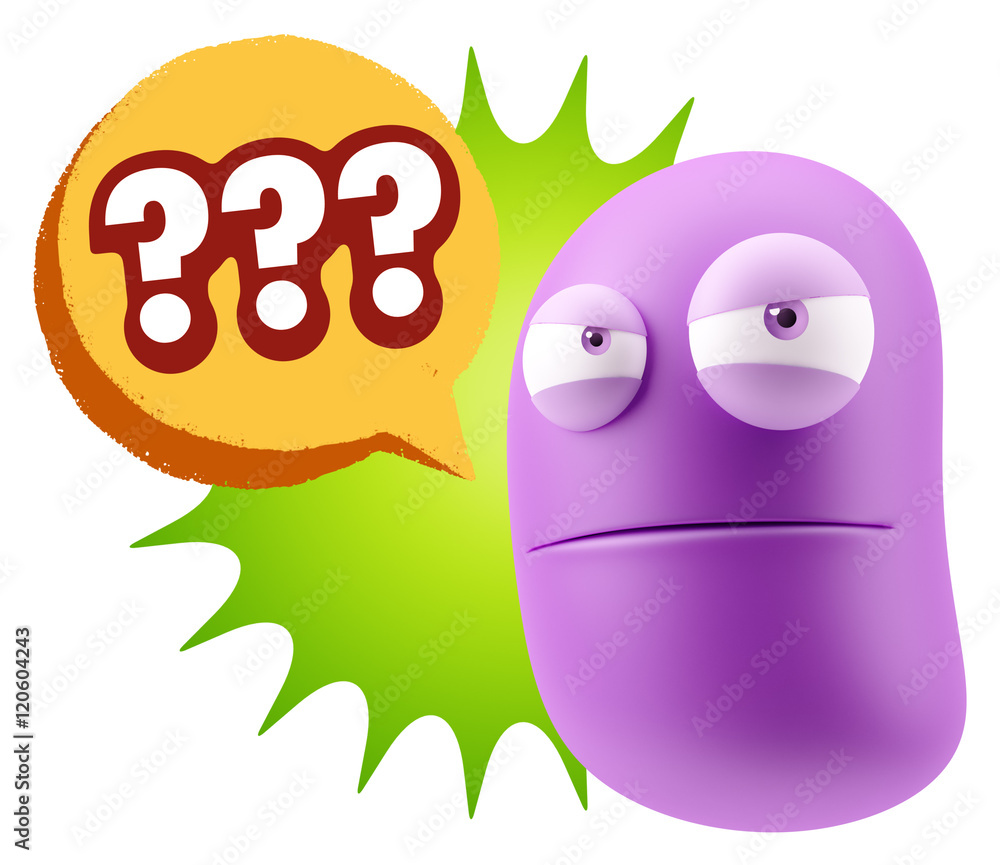 3d Illustration Angry Face Emoticon saying ??? with Colorful Spe 3d Illustration Angry Face Emoticon saying ??? with Colorful Spe