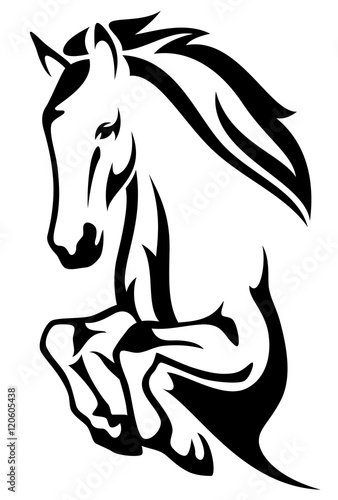 Horse jump black and white vector design