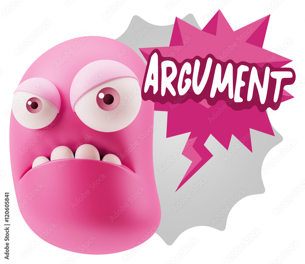3d Illustration Angry Face Emoticon saying Argument with Colorfu 3d Illustration Angry Face Emoticon saying Argument with Colorfu