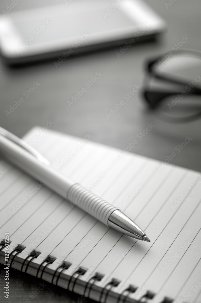 Working desk in close up