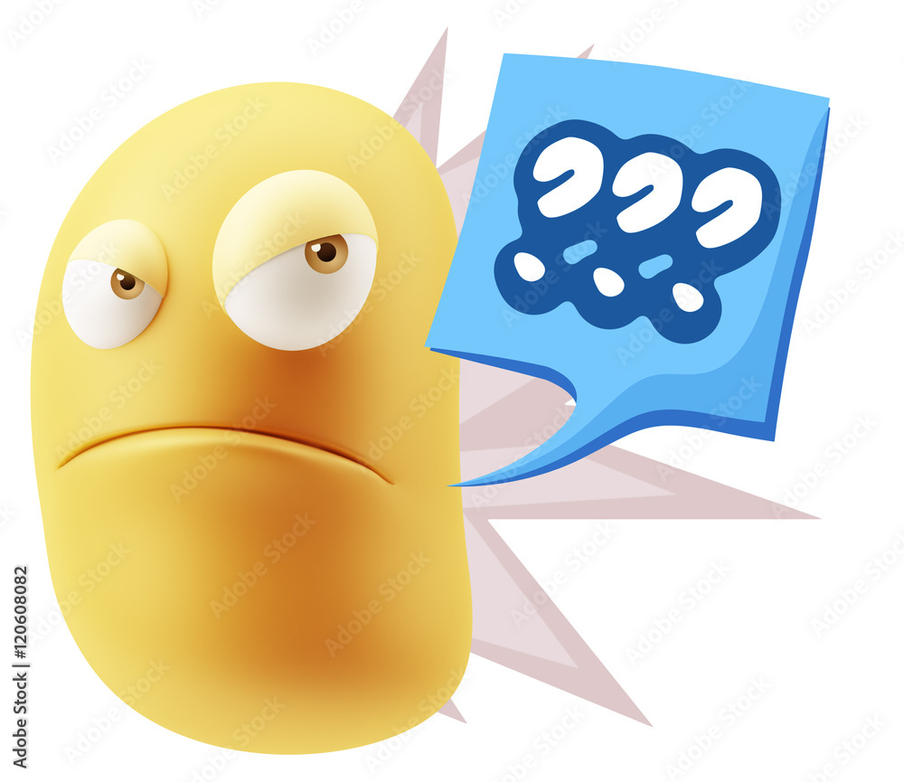 3d Illustration Angry Face Emoticon saying ??? with Colorful Spe 3d Illustration Angry Face Emoticon saying ??? with Colorful Spe