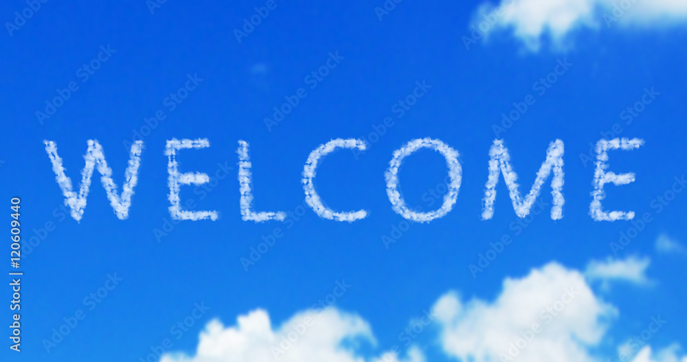 welcome cloud word on the blue sky welcome cloud word on the blue sky