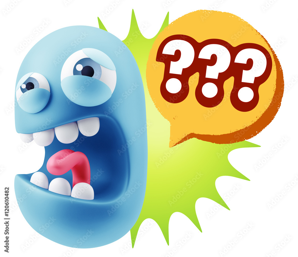 3d Illustration Angry Face Emoticon saying ??? with Colorful Spe 3d Illustration Angry Face Emoticon saying ??? with Colorful Spe