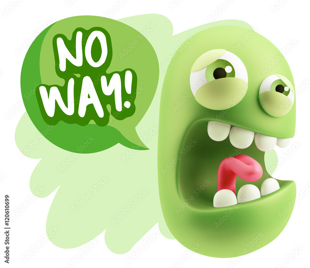 3d Illustration Angry Face Emoticon saying No Way with Colorful 3d Illustration Angry Face Emoticon saying No Way with Colorful