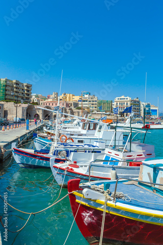 Fishing Boats and Heraklion Promenade, Crete