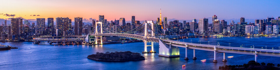 Wandcirkels Tokio Rainbow Bridge panorama in Tokio  © eyetronic