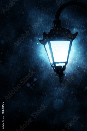 Street Lamp at Rainy Night