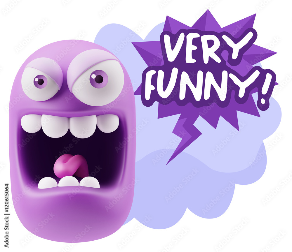 Obraz premium 3d Illustration Angry Face Emoticon saying Very Funny with Color