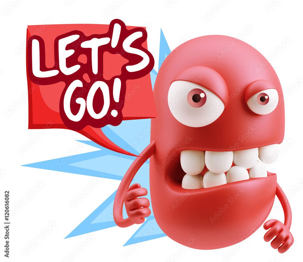 3d Rendering Angry Character Emoji saying Let's Go with Colorful 3d Rendering Angry Character Emoji saying Let's Go with Colorful