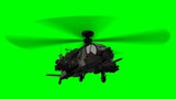 armed longbow apache helicopter in flight on green screen