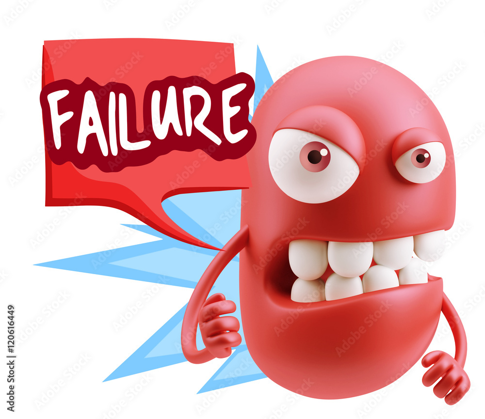Obraz premium 3d Rendering Angry Character Emoji saying Failure with Colorful
