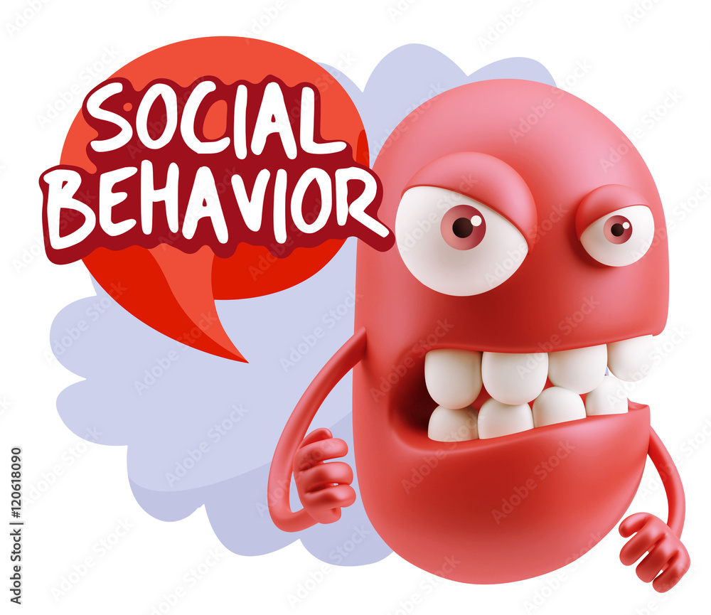 Obraz premium 3d Rendering Angry Character Emoji saying Social Behavior with C